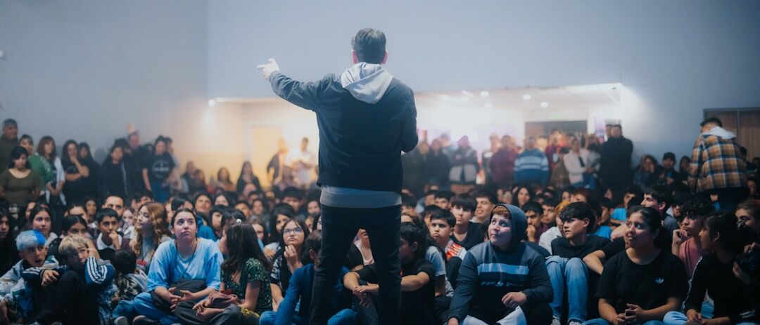 confident leader addressing audience