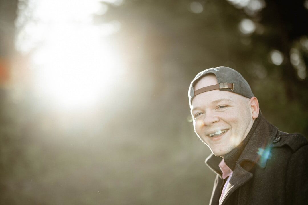 happy person smiling outdoors